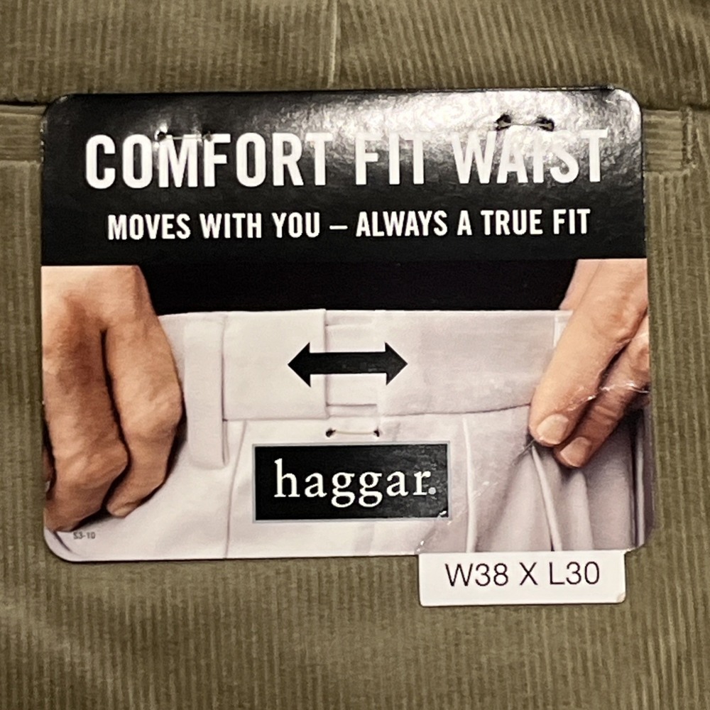 Haggar Pants Mens 38X30 Brown Corduroy Classic Pleated Comfort Fit Waist NWT - Picture 8 of 9